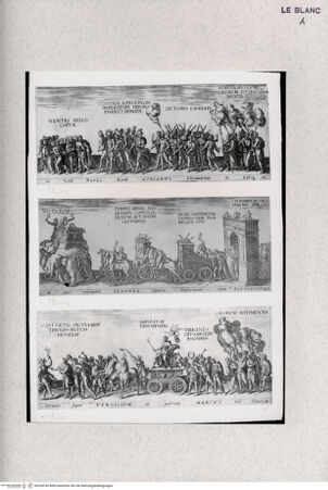 Vorderseite von Landesbildstelle Rheinland [http://creativecommons.org/publicdomain/mark/1.0/] Wagen des Kaisers in einem römischen Triumphzug (Blatt 8+7+9 aus der Folge: 'Fasti et Triumphi Romanorum, 1557 u. ö.) - , bh334146. Foto.
