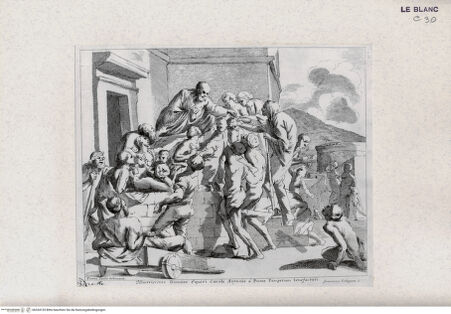 Vorderseite von Landesbildstelle Rheinland [http://creativecommons.org/publicdomain/mark/1.0/] Ein Heiliger, Almosen spenden - , bh334153. Foto.