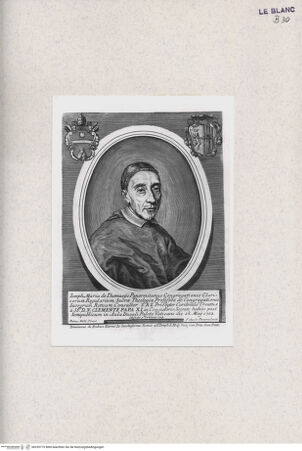 Vorderseite von Bibliotheca Hertziana [http://creativecommons.org/publicdomain/mark/1.0/] Vitae et res gestae pontificum Romanorum et S.R.E. cardinalium a Clemente X. usque ad Clementem XII. scriptae a Mario Guarnacci : quibus perducitur ad nostra haec tempora historia eorundem ab Alphonso Ciacconio aliisque descripta a S. Petro ad Clementem IX, Tomus Secundus/ Mario GuarnacciPorträt des Kardinals Giuseppe Maria di Tommasi - , bh335773. Foto.