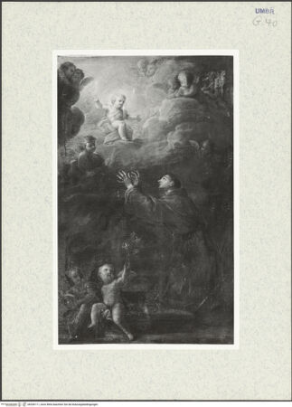 Vorderseite von Fedeli, ? (Spoleto) [https://www.deutsche-digitale-bibliothek.de/content/lizenzen/rv-ez/] Das Christuskind erscheint dem heiligen Antonius von Padua - Gesamtansicht, bh336111_recto. Foto: Hutzel, Max.