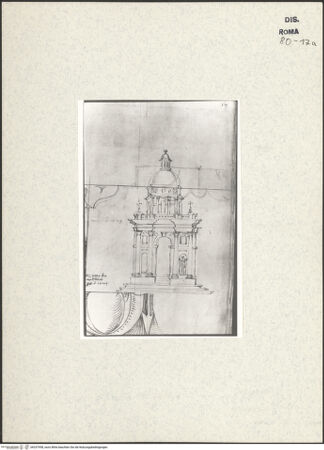 Vorderseite von Istituto Nazionale per la Grafica [https://www.deutsche-digitale-bibliothek.de/content/lizenzen/rv-ez/] Codice A (2501 A)Palatin, Konsolgesims im Aufriss, Entwurf für ein Tabernakel - Detail, bh337958_recto. Foto.