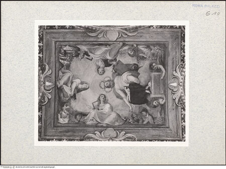 Vorderseite von Vasari, Giorgio [https://www.deutsche-digitale-bibliothek.de/content/lizenzen/rv-ez/] Personifikationen der Künste (Mitte) und Wissenschaften (Außenfelder)Mittelbild: Die Personifikationen des Disegno und der Künste Architektur, Malerei, Skulptur - , bh338785_recto. Foto.