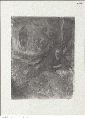 Vorderseite von Alparone, Giuseppe (Napoli) [https://www.deutsche-digitale-bibliothek.de/content/lizenzen/rv-ez/] Johannes schreibt auf der Insel Patmos - Gesamtansicht, bh339103_recto. Foto: Alparone, Giuseppe.