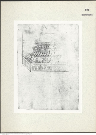 Vorderseite von Fogg Art Museum [https://www.deutsche-digitale-bibliothek.de/content/lizenzen/rv-ez/] Sogenanntes Sangallo SketchbookTeilansicht einer dekorierten Säulenbasis aus dem Tempel der Concordia - , bh341162_recto. Foto.