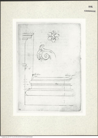 Vorderseite von Fogg Art Museum [https://www.deutsche-digitale-bibliothek.de/content/lizenzen/rv-ez/] Sogenanntes Sangallo SketchbookVerschiedene architektonische Details - , bh341164_recto. Foto.