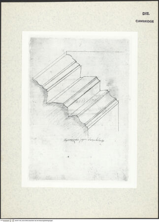 Vorderseite von Fogg Art Museum [https://www.deutsche-digitale-bibliothek.de/content/lizenzen/rv-ez/] Sogenanntes Sangallo SketchbookPerspektivische Teilansicht und Schnitt durch ein Gesims - , bh341169_recto. Foto.