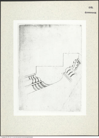 Vorderseite von Fogg Art Museum [https://www.deutsche-digitale-bibliothek.de/content/lizenzen/rv-ez/] Sogenanntes Sangallo SketchbookPerspektivische Teilansicht der unteren Partie eines Architravs - , bh341170_recto. Foto.
