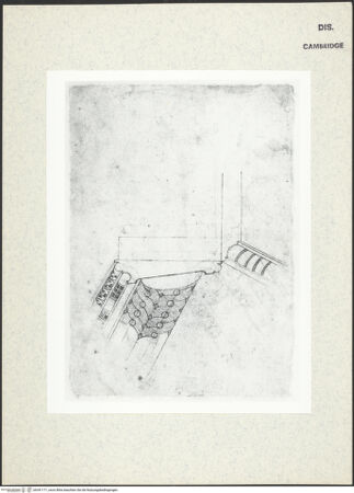 Vorderseite von Fogg Art Museum [https://www.deutsche-digitale-bibliothek.de/content/lizenzen/rv-ez/] Sogenanntes Sangallo SketchbookPerspektivische Teilansicht der unteren Partie eines Architravs - , bh341171_recto. Foto.