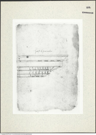 Vorderseite von Fogg Art Museum [https://www.deutsche-digitale-bibliothek.de/content/lizenzen/rv-ez/] Sogenanntes Sangallo SketchbookPerspektivischer Teilaufriss eines Gesimses - , bh341173_recto. Foto.