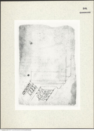 Vorderseite von Fogg Art Museum [https://www.deutsche-digitale-bibliothek.de/content/lizenzen/rv-ez/] Sogenanntes Sangallo SketchbookPerspektivische Teilansicht der unteren Partie eines Architravs - , bh341175_recto. Foto.