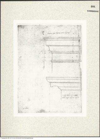 Vorderseite von Fogg Art Museum [https://www.deutsche-digitale-bibliothek.de/content/lizenzen/rv-ez/] Sogenanntes Sangallo SketchbookDorischer Kämpfer im Profil und Gesims - , bh341194_recto. Foto.