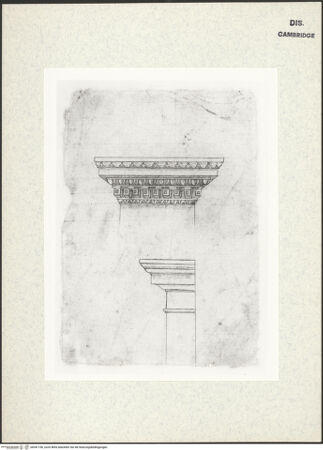 Vorderseite von Fogg Art Museum [https://www.deutsche-digitale-bibliothek.de/content/lizenzen/rv-ez/] Sogenanntes Sangallo SketchbookGesimsaufriss und dorische Ordnung - , bh341196_recto. Foto.
