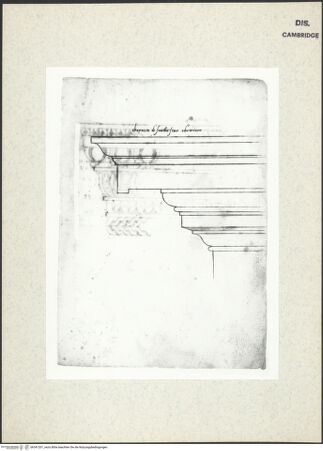 Vorderseite von Fogg Art Museum [https://www.deutsche-digitale-bibliothek.de/content/lizenzen/rv-ez/] Sogenanntes Sangallo SketchbookFassadengesims - , bh341201_recto. Foto.