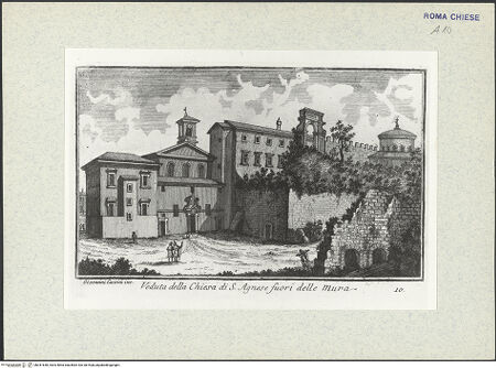 Vorderseite von Bibliotheca Hertziana [http://creativecommons.org/licenses/by-nc-sa/4.0/] Nuova raccolta delle megliori vedute antiche e moderne di Roma disegnate ed incise da Giovanni CassiniTav. 10: Sant'Agnese fuori le Mura - , bh341648_recto. Foto.