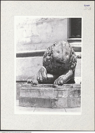 Vorderseite von Pace, Valentino [https://www.deutsche-digitale-bibliothek.de/content/lizenzen/rv-fz/] HauptportalLöwen - Linker Löwe, bh341785_recto. Foto: Pace, Valentino.