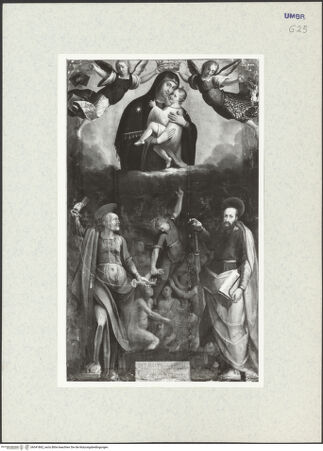 Vorderseite von Fedeli (Spoleto) [https://www.deutsche-digitale-bibliothek.de/content/lizenzen/rv-ez/] Maria-Schnee-AltarDie heiligen Petrus und Paulus als Fürbitter für die Seelen im Fegefeuer vor der Madonna vom Berge Karmel - Gesamtansicht, bh341862_recto. Foto.