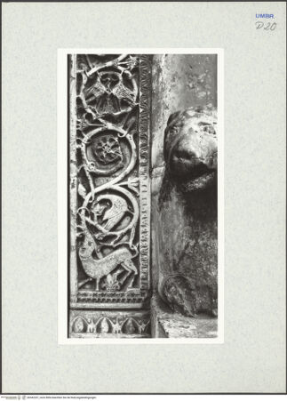 Vorderseite von Getty Research Institute [https://www.deutsche-digitale-bibliothek.de/content/lizenzen/rv-ez/] Seitenportal - Rechter Pfosten, Detail, bh342357_recto. Foto: Hutzel, Max.