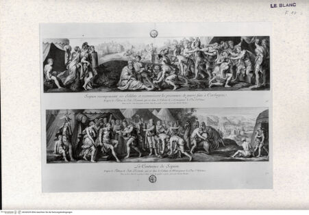 Vorderseite von Landesbildstelle Rheinland [http://creativecommons.org/publicdomain/mark/1.0/] Die Enthaltsamkeit des Scipio; Scipio belohnt seine Soldaten und behandelt die gefangenen Karthager mit Güte - , bh342639. Foto.