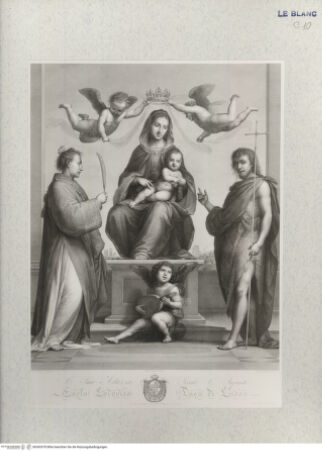 Vorderseite von Landesbildstelle Rheinland [http://creativecommons.org/publicdomain/mark/1.0/] Die Madonna mit Johannes dem Täufer und dem Heiligen Stefan - , bh342678. Foto.