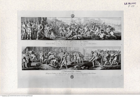 Vorderseite von Landesbildstelle Rheinland [http://creativecommons.org/publicdomain/mark/1.0/] 1. Der Raub der Sabinerinnen; 2. Der Friede zwischen den Römern und den Sabinern - , bh342693. Foto.