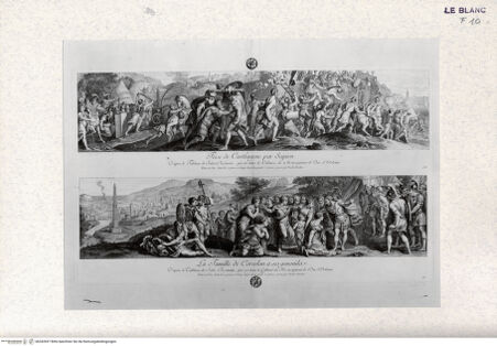 Vorderseite von Landesbildstelle Rheinland [http://creativecommons.org/publicdomain/mark/1.0/] 1. Die Einnahme Karthagos durch Scipio; 2. Die Familie des Coriolan, vor diesem knieend - , bh342697. Foto.