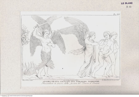 Vorderseite von Landesbildstelle Rheinland [http://creativecommons.org/publicdomain/mark/1.0/] Adam und Eva aus dem Paradies verbannt (Taf. XIV aus Della Valle, G. 'Storia del Duomo di Orvieto', Roma 1791) - , bh342726. Foto.