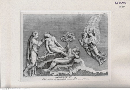Vorderseite von Landesbildstelle Rheinland [http://creativecommons.org/publicdomain/mark/1.0/] Die Erschaffung Evas (Taf. X aus Della Valle, G. 'Storia del Duomo di Orvieto', Roma 1791) - , bh342731. Foto.