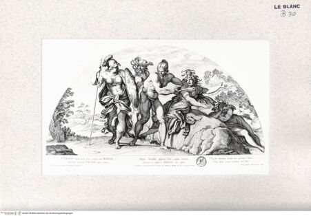 Vorderseite von Landesbildstelle Rheinland [http://creativecommons.org/publicdomain/mark/1.0/] Imagines Farnesinae Cubiculi; Stichfolge nach dem Freskenzyklus im Schlafgemach des Palazzo FarnesePerseus, Medusa und Pallas - , bh342748. Foto.