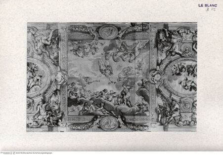Vorderseite von Landesbildstelle Rheinland [http://creativecommons.org/publicdomain/mark/1.0/] Ausschnitte aus dem Freskenzyklus in der Galleria di Palazzo Pamphili, Rom; (Neptun beruhigt die Wellen, Äneas-Szenen, Tod des Turnus, Juno und Äolus, Venus und Vulkan, Apotheose des Äneas) - , bh342788. Foto.