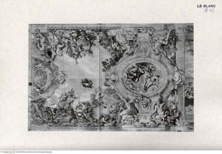 Vorderseite von Landesbildstelle Rheinland [http://creativecommons.org/publicdomain/mark/1.0/] Ausschnitte aus dem Freskenzyklus in der Galleria di Palazzo Pamphili, Rom; (Neptun beruhigt die Wellen, Äneas-Szenen, Tod des Turnus, Juno und Äolus, Venus und Vulkan, Apotheose des Äneas) - , bh342789. Foto.