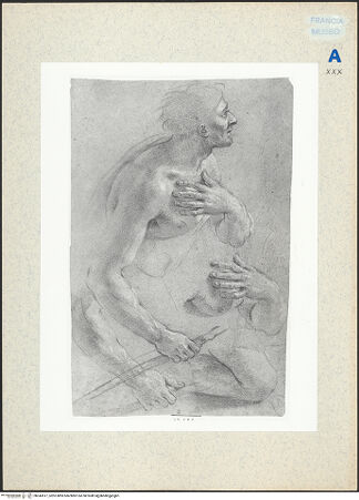 Vorderseite von Réunion des Musées Nationaux [https://www.deutsche-digitale-bibliothek.de/content/lizenzen/rv-ez/] Studie eines nackten Mannes. die Hand auf der Brust - , bh343517_recto. Foto.