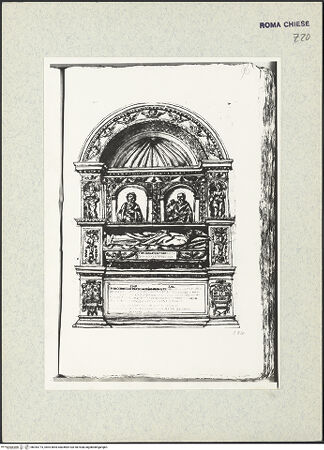 Vorderseite von Bibliotheca Hertziana [https://www.deutsche-digitale-bibliothek.de/content/lizenzen/rv-ez/] Codex AlbaniGrabmal des Kardinals Giovanni Giacomo Sclafenato (1497) in Sant'Agostino, Rom - , bh343773_recto. Foto.