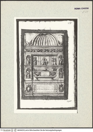 Vorderseite von Bibliotheca Hertziana [https://www.deutsche-digitale-bibliothek.de/content/lizenzen/rv-ez/] Codex AlbaniGrabmal von Papst Eugenius IV in San Salvatore in Lauro - , bh344235_recto. Foto.