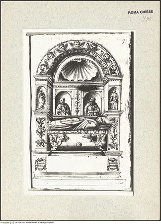 Vorderseite von Bibliotheca Hertziana [https://www.deutsche-digitale-bibliothek.de/content/lizenzen/rv-ez/] Codex AlbaniGrabmal von Kardinal Alano Coetivy (1474) - , bh344236_recto. Foto.