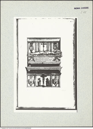 Vorderseite von Bibliotheca Hertziana [https://www.deutsche-digitale-bibliothek.de/content/lizenzen/rv-ez/] Codex AlbaniGrabmal Grabmal des Erzbischofs von Salerno, Guglielmo Rocca (+1482) in Santa Maria del Popolo - , bh344294_recto. Foto.