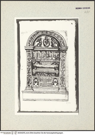Vorderseite von Bibliotheca Hertziana [https://www.deutsche-digitale-bibliothek.de/content/lizenzen/rv-ez/] Codex AlbaniGrabmal des Kardinals Giorgio Costa von Lissabon (+1508) - , bh344295_recto. Foto.