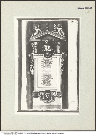 Vorderseite von Bibliotheca Hertziana [https://www.deutsche-digitale-bibliothek.de/content/lizenzen/rv-ez/] Codex AlbaniGrabmal des Kardinals Giovanni Battista Pallavicini (+1524) - , bh344299_recto. Foto.