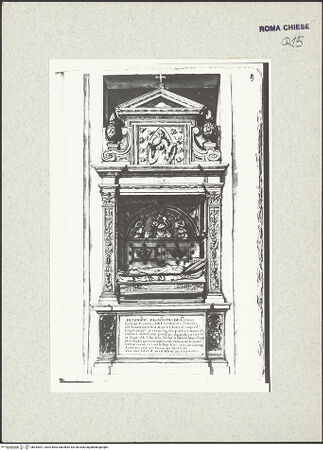 Vorderseite von Bibliotheca Hertziana [https://www.deutsche-digitale-bibliothek.de/content/lizenzen/rv-ez/] Codex AlbaniGrabmal des Antoniotto Pallavicini (+1507) in Santa Maria del Popolo - , bh344301_recto. Foto.