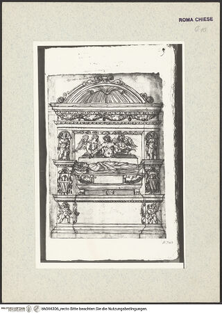 Vorderseite von Bibliotheca Hertziana [http://creativecommons.org/publicdomain/mark/1.0/] Codex AlbaniGrabmal des Kardinals Giovanni Battista Mellini (+1478) - , bh344306_recto. Foto.