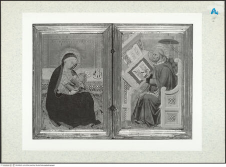 Vorderseite von Philadelphia Museum of Art [https://www.deutsche-digitale-bibliothek.de/content/lizenzen/rv-ez/] Madonna mit Kind und der Heilige Hieronymus übersetzt das Evangelium nach Johannes - , bh344663_recto. Foto.