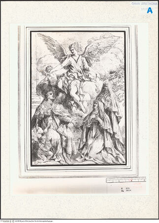 Vorderseite von Royal Collection Enterprises Limited [https://www.deutsche-digitale-bibliothek.de/content/lizenzen/rv-ez/] Ein Engel und drei Heilige - , bh348548_recto. Foto.