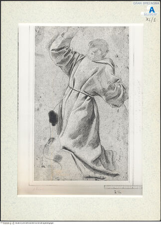 Vorderseite von Villani [https://www.deutsche-digitale-bibliothek.de/content/lizenzen/rv-ez/] Kniender Heiliger (Heiliger Franziskus?) - , bh348570_recto. Foto.