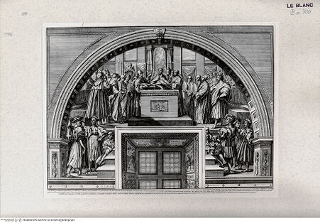 Vorderseite von Veste Coburg [http://creativecommons.org/publicdomain/mark/1.0/] "Picturae Raphaelis Sanctij Urbinatis ex aula et conclavibus Palatij Vaticani"Die Rechtfertigung Leos III. (Stanza dell' Incendio di Borgo) - , bh349880. Foto.