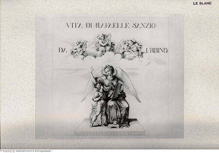 Vorderseite von Veste Coburg [http://creativecommons.org/publicdomain/mark/1.0/] Raphael und die Muse der Malerei; (Titelblatt der Serie von 12 Blättern "Vita di Rafaelle", 1816) - , bh349883. Foto.