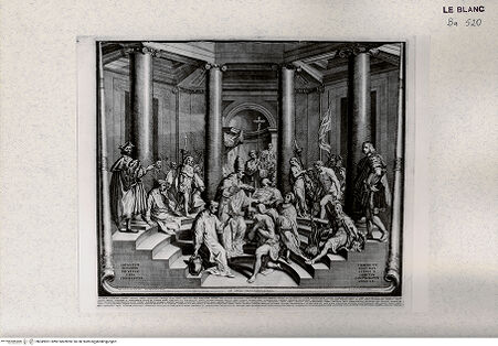 Vorderseite von Veste Coburg [http://creativecommons.org/publicdomain/mark/1.0/] "Picturae Raphaelis Sanctij Urbinatis ex aula et conclavibus Palatij Vaticani"Die Taufe Konstantins; (Stanze di Raffaello; Sala di Costantino) - , bh349901. Foto.