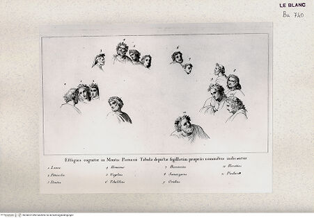 Vorderseite von Veste Coburg [http://creativecommons.org/publicdomain/mark/1.0/] "Picturae Raphaelis Sanctij Urbinatis ex aula et conclavibus Palatij Vaticani"Köpfe der bekannten Dichter (Details aus dem "Parnass", Stanza della Segnatura) - , bh350022. Foto.