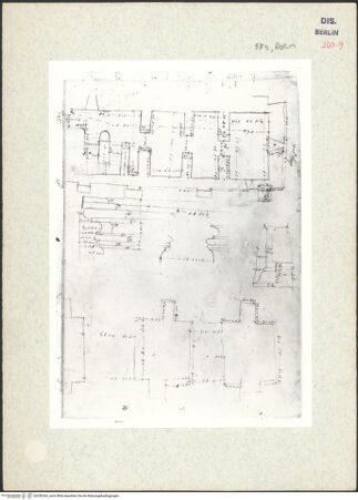 Vorderseite von Kunstbibliothek [https://www.deutsche-digitale-bibliothek.de/content/lizenzen/rv-ez/] Codex Destailleur DConstantins-Bogen: Grundriss und Innengrundriss des Attikageschosses, sowie verschiedene Details - , bh350343_recto. Foto.