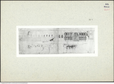 Vorderseite von Kunstbibliothek [https://www.deutsche-digitale-bibliothek.de/content/lizenzen/rv-ez/] Codex Destailleur DCaracalla-Thermen: Aufriss des Stadions und der sogenannten Bibliothek - , bh350351_recto. Foto.
