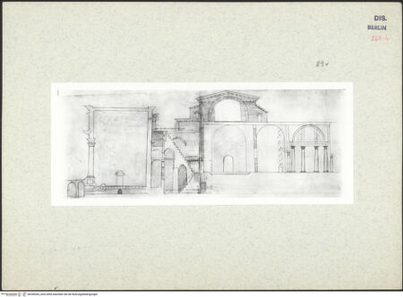 Vorderseite von Kunstbibliothek [https://www.deutsche-digitale-bibliothek.de/content/lizenzen/rv-ez/] Codex Destailleur DCaracalla-Thermen: Aufriss und Schnitt durch einen Teil der Anlage (Innenseite) - , bh350366_recto. Foto.