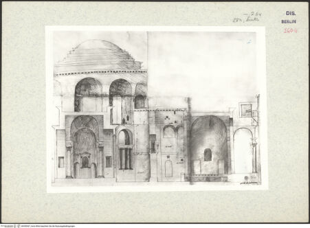 Vorderseite von Kunstbibliothek [https://www.deutsche-digitale-bibliothek.de/content/lizenzen/rv-ez/] Codex Destailleur DCaracalla-Thermen: Innenaufriss und Schnitt durch den Hof mit Kolonaden - , bh350367_recto. Foto.